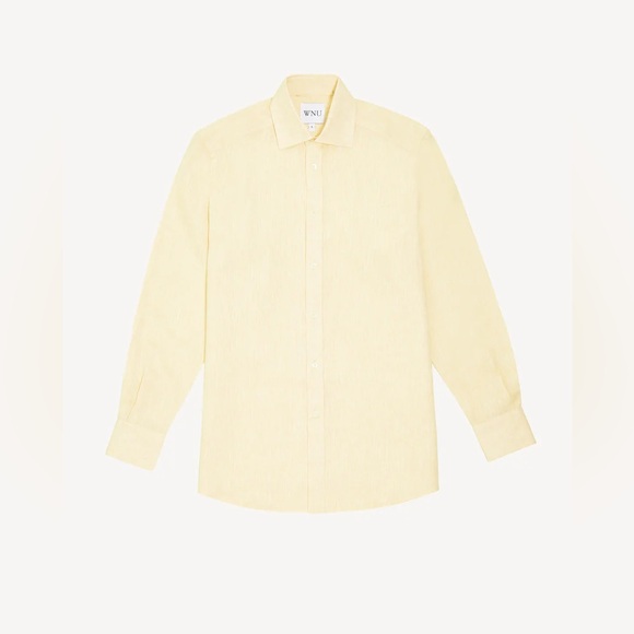 With Nothing Underneath the boyfriend button down: 100% Linen, Lemon yellow - Picture 2 of 5